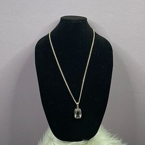 Worthington Silver Tone Glass Cut Pendent 28 Inch Chain